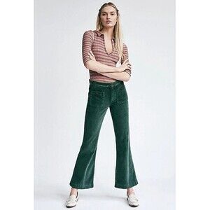Free People Pants Corduroy Flare High Trouser Bootcut Green Soft  Rise size 4
